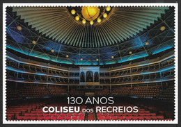 Portugal Entier Postal 2021 Coliseu Lisboa 130 Ans Colisée Lisbonne Salle Concert Stationery Lisbon Concert Hall - Postwaardestukken