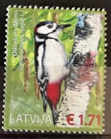 LATVIA 2016 Fauna - Indigenous Birds; Great Spotted Woodpecker (Dendrocopos Major L.) Postally Used Michel # 983 - Lettonia