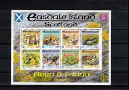 Easdale Island Scotland 1989 Flora+Fauna Perforated Block Postfrisch / MNH - Ortsausgaben