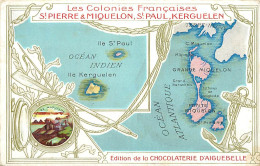 ST PIERRE & MIQUELON Kerguelen , Carte Géographique De La Chocolaterie D'Aiguebelle + Descriptif Au Dos  , * 504 51 - Saint-Pierre Und Miquelon