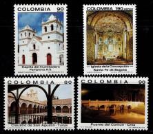 06- KOLUMBIEN - 1991 - MI#:1838-1841 - MNH- COLONIAL ARCHITECTURE - CONVENT,CHURCHS,BRIDGE - Kolumbien