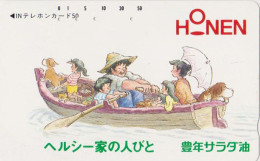 Télécarte JAPON / 110-76912 Teleca - Série Peinture Honen - Famille Barque Chien Dog - JAPAN Free Phonecard - Japan