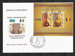 2012 Joint Azerbaijan And Romania, FDC AZERBAIJAN WITH SOUVENIR SHEET: Traditional Folk Art - Emissions Communes