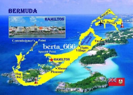 Bermuda Island Map New Postcard * Carte Geographique * Landkarte - Bermuda