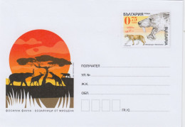 Bulgaria 2023 "Miocene Mammals", Postal Stationery, Machairodus, Saber-toothed Cat - Fósiles