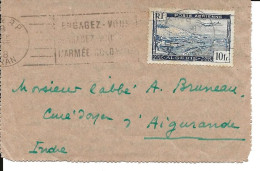 Algérie: Petite Lettre D'Oran Pour Aigurande (affranchissement 10f Rade D'Alger) - Covers & Documents