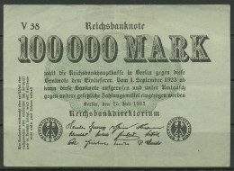 Dt. Reich 100000 Mark 1923, DEU-102b FZ V, Gebraucht (K1326) - 100.000 Mark