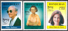 Honduras 1998 UPAEP ** 968-70 Famous Women: Pilar Salinas, Clementina Suárez, Mary Flake. - Honduras