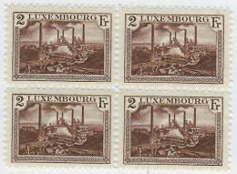 Luxembourg - Luxemburg - Timbres - 1925  Bloc - Feuillet   Bloc à 4 X 2Fr.  Usine Sudérurgique  Esch/Alzette  VC. 80,- - Blokken & Velletjes