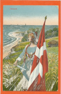 DK119_*    NATIONAL MOTIVE * DANISH GIRL With DANISH FLAG  * SENDT 1911 - Danemark