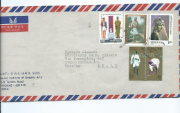 India 1980 ; Gandhi, Soldati Soldiers, Principessa Princess, Poveri Poor; Storia Postale Dall' India All' Italia - Covers & Documents