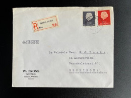 NETHERLANDS 1966 REGISTERED LETTER METSLAWIER TO GRONINGEN 01-11-1966 NEDERLAND AANGETEKEND - Lettres & Documents