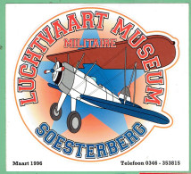 Sticker - LUCHTVAART MUSEUM - MILITAIRE - SOESTERBERG - Maart 1996 - Pegatinas