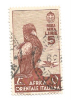 (COLONIE E POSSEDIMENTI) 1938, AFRICA ORIENTALE ITALIANA, SOGGETTI VARI, POSTA AEREA, 5L - 1 Francobollo Usato - Italiaans Oost-Afrika