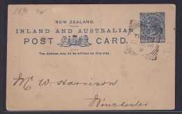 Neuseeland Ganzsache Queen Victoria 1p Blau Mit Privatem Zudruck The Ganterburg - Lettres & Documents