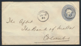 Ceylon Sri Lanka Ganzsache U 27 5c Victoria Norwood Colombo Postal Stationery - Sri Lanka (Ceylon) (1948-...)