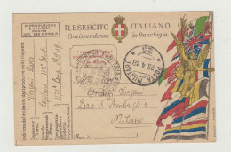 FRANCHIGIA POSTA MILITARE 25 DEL 1918 - ANNULLO 112 REGG FANTERIA VIAGGIATA VERSO MILANO WW1 - Franchigia