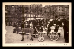 69 - LYON - LA PLACE BELLECOUR - LA VOITURE DES ENFANTS - ANE ATTELE - Lyon 2