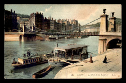 69 - LYON - LE PONT DE LA FEUILLEE - BATEAUX - CARTE COLORISEE - Lyon 2