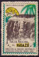 JAGUAR / Waterfall - Iguazú National Park - Argentina Buenos Aires - Cinderella / Label / Vignette - Used - Felinos