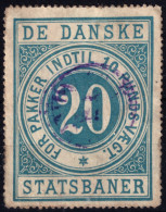 DENMARK -  "DE DANSKE STATSBANER" 20 Öre Blue Stamp For Parcels Up To 10lbs - Used - Parcel Post