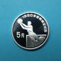 China 1990 5 Yuan Fußball WM Torwart PP (Mük17/3 - Cina