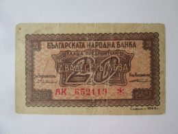 Bulgaria 20 Leva 1944 Banknote Red Serie With Star,see Pictures - Bulgaria