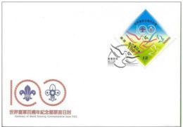 FDC Taiwan 2007 Centenary Of World Boy Scouting Stamp Dove Bird Rope Boy Scout - FDC