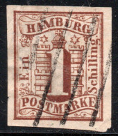 HAMBURGO (ALEMANIA-GERMANY) Sello Sin Dentar Usado ESCUDO DE ARMAS X 1 Schilling Año 1859 – Valorizado En Catálogo € 120 - Hambourg