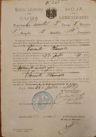 O) 1897 CUBA, REGISTRATION OF CONTRACT FOR PAYMENT - LICENSE AS A PARTICIPANT IN THE LIBERATION ARMY - VETERAN OF THE ID - Autres & Non Classés