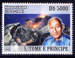 Sao Tome 2008 MNH, Haroun Tazieff, Naturalist, Volcano, Natural Disaster - Volcanos