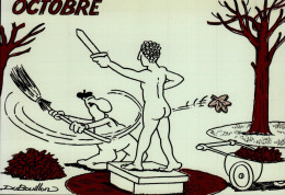 "LES FEUILLES MORTES "...DESSIN DE DU BOUILLON..tirage Limite A  1000 EX..  OCTOBRE ..CPM - Contemporain (à Partir De 1950)