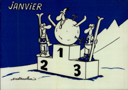 "SPORTS D'HIVER"...DESSIN DE DU BOUILLON..tirage Limite A  1000 EX..  JANVIER ..CPM - Contemporain (à Partir De 1950)