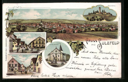 Lithographie Sulzfeld, Hauptstrasse Mit Pfarrhaus, Ravensburg, Kirche  - Ravensburg