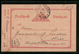 AK Stuttgart, 1889, Private Stadtpost  - Briefmarken (Abbildungen)