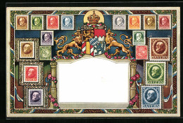 AK Briefmarken Und Wappen Aus Bayern  - Briefmarken (Abbildungen)