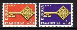 GRIECHENLAND MI-NR. 974-975 POSTFRISCH(MINT) EUROPA 1968 KREUZBARTSCHLÜSSEL - 1968