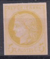 FRANCE ESSAI DE COULEUR DU CERES 5c N° 53 EN JAUNE SUR ROSE - TB MARGES - Prove, Non Emessi, Vignette Sperimentali