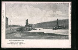 AK München, Prinzregentenbrücke, Durch Hochwasser Fortgerissen Am 14. Sept. 1899, Unwetter  - Inondations