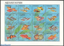 Tanzania 1991 Aquarium Fish 16v M/s, Mint NH, Nature - Fish - Fishes