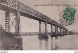 33) CUBZAC LES PONTS (GIRONDE) LE GRAND PONT DES PIETONS SUR LA DORDOGNE - ROUTE BORDEAUX - ST. MALO - Cubzac-les-Ponts