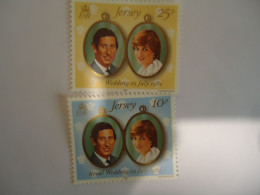 JERSEY  MNH 2 STAMPS QUEEN  DIANA KINGS 1981 - Jersey