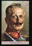 Künstler-AK Portrait Von Kaiser Wilhelm II. Mit Grimmigem Blick  - Königshäuser