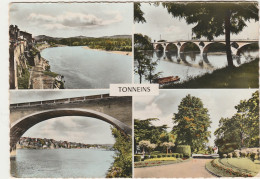 47) Tonneins - La Garonne Et Les Côteaux , Pont Sur La Garonne , Bords De La Garonne ,  Jardin Public - 1962 - 2 Scans - Tonneins