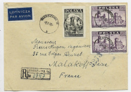 POLSKA POLAND  10ZT PAIRE +5ZT LETTRE COVER AVION REC WARSZAWA 8.X.1946 TO FRANCE - Lettres & Documents