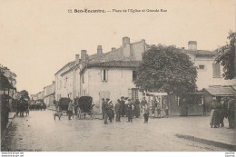 I11- 47) BON ENCONTRE (LOT ET GARONNE) PLACE DE L'EGLISE ET GRANDE RUE - (TRES ANIMEE - VILLAGEOIS - 2 SCANS) - Bon Encontre