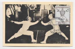 LUXEMBOURG 2FR ESCRIME CARTE MAXIMUM LUXEMBOURG 10.6.1954 CHAMPIONNAT DU MONDE - Fencing