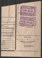 Reçu D'envoi Bagages Affr. N°TR161 X2 Càd [LIEGE-GUIL 4/27 IV 16 40] - Griffe "VICINAL" - RR! - Other & Unclassified