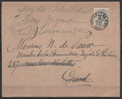 Bande Affr. N°41 Càd BRUXELLES-EST/13 AOUT 1892 Pour GAND Réexpédiée à TERMONDE (Commission Royale D'Histoire De Belgiqu - 1869-1888 Lion Couché (Liegender Löwe)