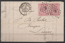 L. Affr. N°20 En Paire Lpts60 Càd BRUXELLES/1 SEPT 1966 Pour Banquier à LIERRE (au Dos: Càd LIERRE) - 1865-1866 Profile Left
